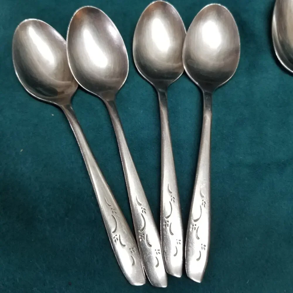 10 Silco Mardi Gras Stainless Silverware Knives Forks Spoons Fireworks VTG